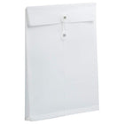 JAM Paper Plastic Envelopes with Button & String Tie - Open End - 9 3/4" x 11 3/4" - White - 12 Pack-Colour: White