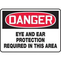 Safety Signs and Identification, Personal Protection, Danger; Eye and Ear Protection Required in this Area, SAU372-Language - French
