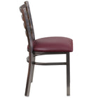 Flash Furniture HERCULES Series Clear Coated Ladder Back Metal Restaurant Chair - Burgundy Vinyl Seat - 2 Pack-Burgundy Vinyl Upholstered Seat