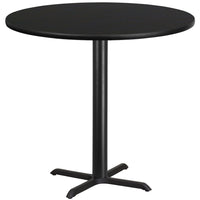 Flash Furniture 42" Round Black Laminate Table Top with 33" x 33" Bar Height Table Base-Bar Height Hospitality Table
