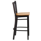 Flash Furniture HERCULES Series Black Vertical Back Metal Restaurant Barstool - Natural Wood Seat - 2 Pack-Natural Finished Wood Seat