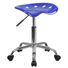 Flash Furniture Vibrant Nautical Blue Tractor Seat & Chrome Stool-Nautical Blue Finish