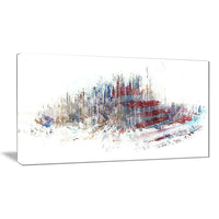 Designart Red, White, and Blue Cityscape Canvas Art Print, (PT3304-32-16)-Print