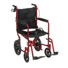 Drive Medical Expedition Transport Wheelchair with Hand Brakes, Red-Red, Aluminum