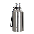 PURE Drinkware Stainless Steel Beer Growler with Leather Strap, 64 oz., Silver-Vacuum insulated stainless steel beer growler