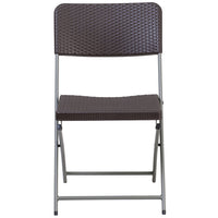 Flash Furniture 6 Pk. HERCULES Series Rattan Plastic Folding Chair with Grey Frame - Brown-Set of 6 Plastic Folding Chairs
