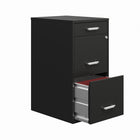 Hirsh 3-Drawer Metal Organizer File Cabinet with Pencil Drawer - Black-Cam lock secures top two drawers