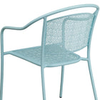 Flash Furniture Sky Blue Indoor-Outdoor Steel Patio Arm Chair with Round Back-Sky Blue Powder Coat Finish