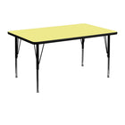 Flash Furniture 30''W x 48''L Rectangle Activity Table with Thermal Fused Top and Height Adjustable Pre-School Legs, Yellow-Yellow Laminate