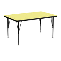 Flash Furniture 30''W x 48''L Rectangle Activity Table with Thermal Fused Top and Height Adjustable Pre-School Legs, Yellow-Yellow Laminate