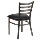 Flash Furniture HERCULES Series Clear Coated Ladder Back Metal Restaurant Chair - Black Vinyl Seat-500 lb. Weight Capacity