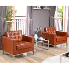 Flash Furniture HERCULES Lacey Series Contemporary Cognac LeatherSoft Chair with Stainless Steel Frame-Button Tufted Back and Seat