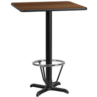 Flash Furniture Laminate 24" Square X-Base Table, Walnut (XUWA2424T22B3F)-Bar Height Hospitality Table