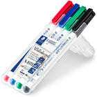 Staedtler Lumocolor Dry-Erase Markers - Medium Tip - Assorted Colours - 4 Pack-Fast drying and neutral smelling