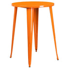 30'' Round Orange Metal Indoor-Outdoor Bar Table Set with 4 Square Seat Backless Barstools (CH-51090BH-4-30SQST-OR-GG)-Metal