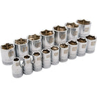 Dynamic Tools 1/2" Drive 16 Piece 6 Point Standard, SAE Socket Set, 3/8" - 1-5/16"-Contains: 3/8", 7/16", 1/2", 9/16", 5/8", 11/16", 3/4", 13/16", 7/8", 15/16", 1", 1-1/16", 1-1/8", 1-3/16", 1-1/4", 1-5/16"