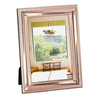 Elegance Photo Frame 8" x 10 Beveled with Beaded Border, Copper Finish Aluminum-This photo frame feature beaded border and cooper finish for placing on a coffee table or night table.