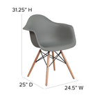 Flash Furniture Alonza Series Plastic Chair with Wooden Legs - Moss Grey-Designed for Commercial Use