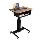 Rocelco 28" Adjustable Height Mobile Standing School Desk with Book Box-MSD-BB book box fits under desktop and provides storage space for books and supplies