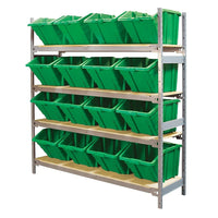 KLETON – Large étagère à 4 tablettes avec bacs en plastique, jaune-Idéal pour ranger des fournitures dans les entrepôts ou les boutiques