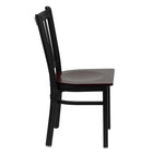 Flash Furniture HERCULES Series Black Vertical Back Metal Restaurant Chair - Mahogany Wood Seat-Vertical Back Design