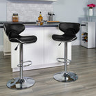 Flash Furniture Contemporary Cozy Mid-Back Vinyl Adjustable Height Barstools with Chrome Base - Black - 2 Pack-Seat Adjusts from Counter to Bar Height
