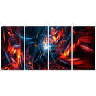 Designart Red and Black Coming Apart 4-Panel Contemporary Canvas Art Print, (PT3067-271)-Print