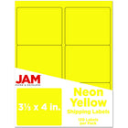 JAM Paper Hand Written Address Label - 3-1/3" x 4" - Neon Yellow - 120 Pack-English only packaging