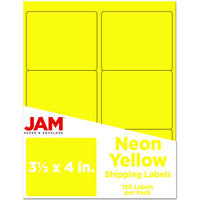 JAM Paper Hand Written Address Label - 3-1/3" x 4" - Neon Yellow - 120 Pack-English only packaging