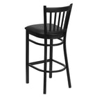 Flash Furniture HERCULES Series Black Vertical Back Metal Restaurant Barstool - Black Vinyl Seat - 2 Pack-2.5" Thick Foam Padded Seat