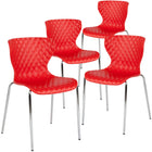 Flash Furniture Lowell Contemporary Design Plastic Stack Chair - Red-Stack Quantity: 5