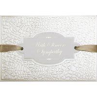 Rosedale 5-1/2" x 8" With Sincere Sympathy White Gold Greeting Cards And Envelopes, 6 Pack (19948)-Printed on premium uncoated card stock