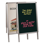 MasterVision Magnetic Wet-Erase A-Frame Sign Board and Poster Holder - 35" x 25" - Aluminum Frame-A-Frame sign board with a black wet-erase magnetic surface