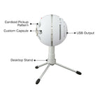 Blue Snowball iCE Plug 'n Play USB Microphone - White-Adjustable desktop stand: Allows you to position the condenser microphone in relation to the sound source, improving sound quality and saving space on your desktop for the optimal broadcast setup