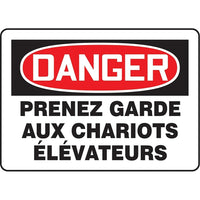 Accuform Signs "Prenez Garde Aux Chariots elevateurs" Sign, 14" x 10", Plastic, French-Display Type Bolt-On