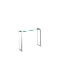 Plata Import Chrome Frame and Glass Top Console Table-Gold Stainless Steel