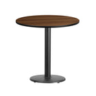 Flash Furniture 30" Round Walnut Laminate Table Top with 18" Round Table Height Base-Hospitality Table