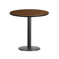 Flash Furniture 30" Round Walnut Laminate Table Top with 18" Round Table Height Base-Hospitality Table