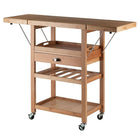 Winsome Barton Kitchen Cart with Built-In Wine Rack, Bamboo (80434)-Dimensions (drop leaf extended): 45.2"W x 14.8.1"D x 35.4"H; inside drawer: 18.1"W x 12.2"D 2.6"H