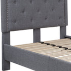Flash Furniture Brighton Twin Size Tufted Upholstered Platform Bed - Light Grey Fabric-Light Grey Fabric Upholstery