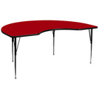 Flash Furniture 48''W x 96''L Kidney Shaped Activity Table with Thermal Fused Top and Standard Height Adjustable Legs, Red-Red Laminate