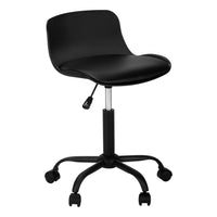 Monarch Specialties 7464 Multi-Position Office Chair - Black -Low-back office chair for youth in black with a black metal base