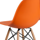 Flash Furniture Elon Series Orange Plastic Chair with Wooden Legs-Wooden Legs with Metal Bracing