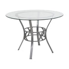 Flash Furniture Carlisle 42" Round Glass Dining Table with Silver Metal Frame-Clear Tempered Glass Surface