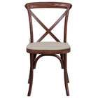 Flash Furniture HERCULES Series Stackable Mahogany Wood Cross Back Chair with Cushion-Stackable Bistro Style Chair