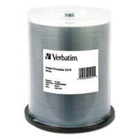 Verbatim 700 MB 52x CD-R, White Inkjet Printable Surface, Spindle, 100 Pack-Blank CD-R media