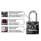 Master Lock 48mm Wide Covered Laminated Steel Padlock - 3 Pack-Tough-Cut octagonal boron-carbide shackle is 50% harder than hardened steel