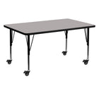 Flash Furniture Mobile 30''W x 60''L Rectangular Activity Table, 1.25'' Gray Laminate Top, Preschool Legs (XUA3060RECGYHPC)-Gray/Chrome, Laminate, Steel