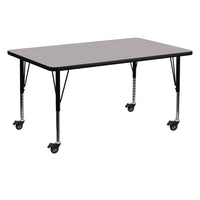 Flash Furniture Mobile 30''W x 60''L Rectangular Activity Table, 1.25'' Gray Laminate Top, Preschool Legs (XUA3060RECGYHPC)-Gray/Chrome, Laminate, Steel