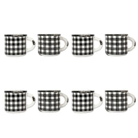 CTG Brands Ceramic Plaid "Enamel" Mug Set, 15.2 oz, Black, 8 Pack-Packaging: includes 8 mugs in total, all in the same colour and size, perfect for friends and family gatherings